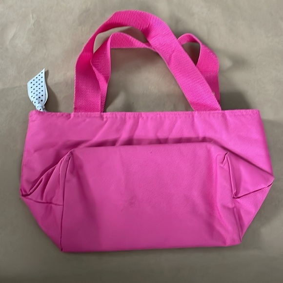 Phi Mu hot pink insulated cooler lunch tote with white embroidered Phi Mu - Picture 5 of 8